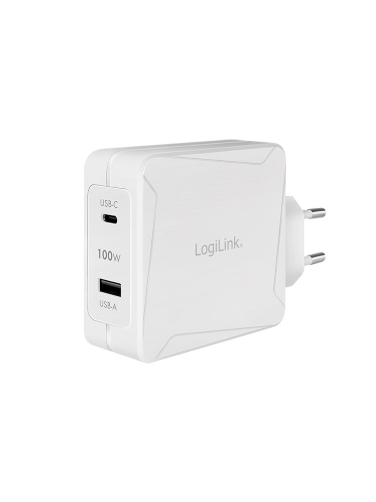 დამტენი: Logilink PA0281 Dual USB charger set 1x USB-C 1x USB-A 100W white
