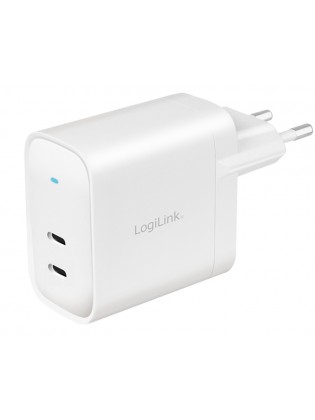 დამტენი: Logilink PA0282 USB power socket adapter 2x USB-C port (PD) GaN-Technology 40 W