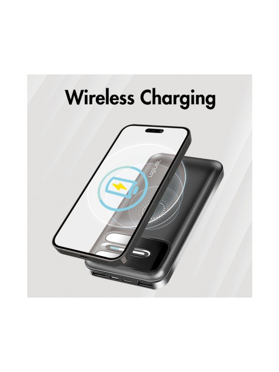 დამტენი: Logilink PA0305 Power Bank 8000mAh Wireless Charging + 2x USB-A