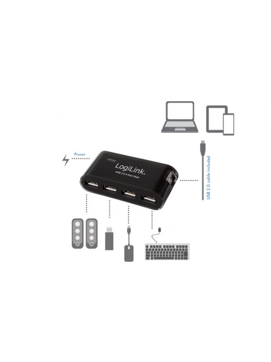 ადაპტერი: Logilink UA0085 Hub 4-Port USB2.0 with power adapter black