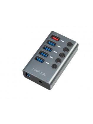 ადაპტერი: Logilink UA0386 USB 3.2 Gen 1 hub 4-port + 1x Fast Charging port on/off switch