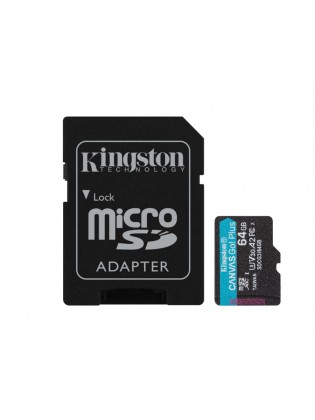 მეხსიერების ბარათი: Kingston Canvas Go Plus MicroSD 64GB UHS-I U3 Class 10 - SDCG3/64GB