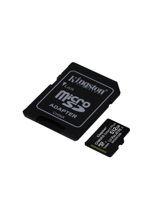 მეხსიერების ბარათი: Kingston Canvas Select Plus microSDXC 512GB UHS-I U3 Class 10 + Adapter - SDCS2/512GB