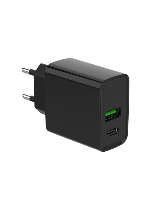 დამტენი: Gembird TA-UC-PDQC20-01-BK 2-port 20W USB Fast Charger Black