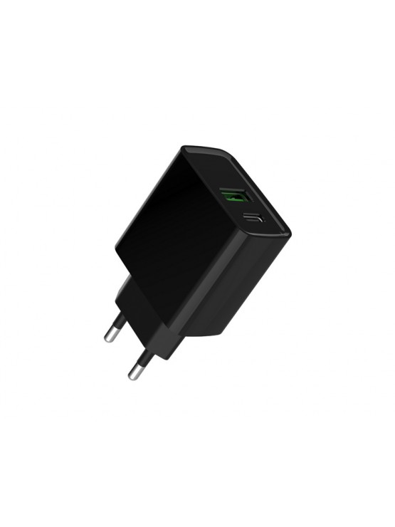 დამტენი: Gembird TA-UC-PDQC20-01-BK 2-port 20W USB Fast Charger Black