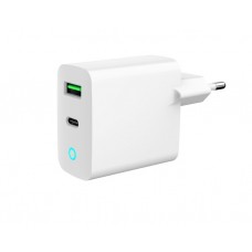 დამტენი: Gembird TA-UC-PDQC20L-W-01 2-port 20W USB Fast Charger LED White