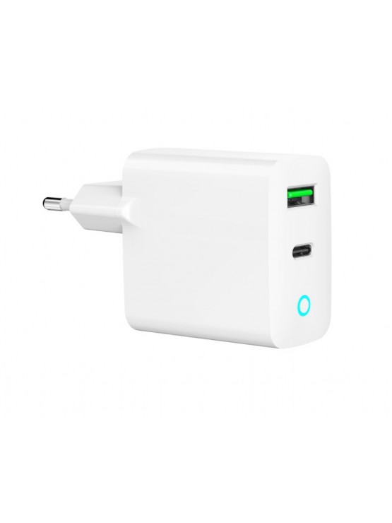 დამტენი: Gembird TA-UC-PDQC20L-W-01 2-port 20W USB Fast Charger LED White