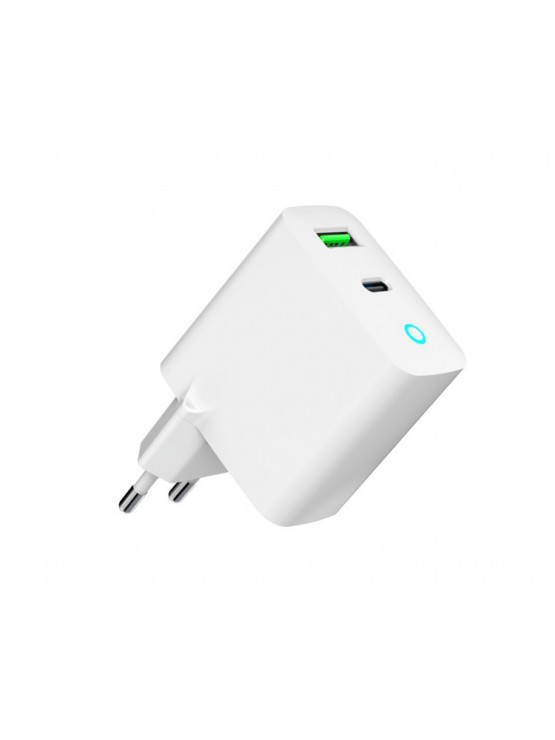 დამტენი: Gembird TA-UC-PDQC20L-W-01 2-port 20W USB Fast Charger LED White