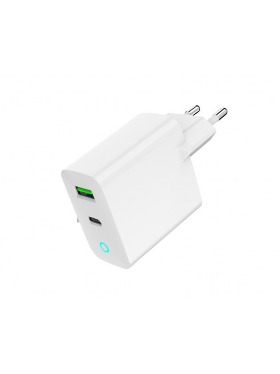 დამტენი: Gembird TA-UC-PDQC20L-W-01 2-port 20W USB Fast Charger LED White