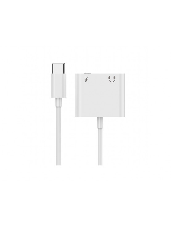 ადაპტერი: Gembird A-CM-3.5FP-01 Audio adapter cable USB Type-C to 3.5mm+power socket White