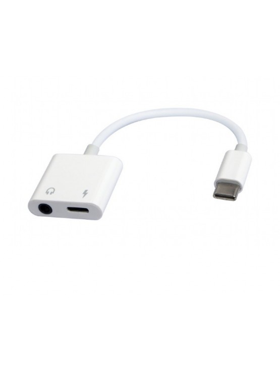ადაპტერი: Gembird A-CM-3.5FP-01 Audio adapter cable USB Type-C to 3.5mm+power socket White