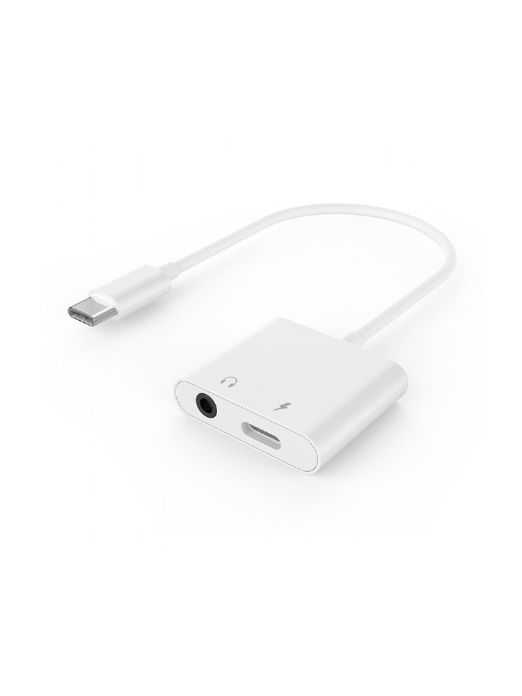 ადაპტერი: Gembird A-CM-3.5FP-01 Audio adapter cable USB Type-C to 3.5mm+power socket White