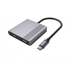 ადაპტერი: Gembird A-CM-COMBO3-04 USB Type-C 3-in-1 multi-port Adapter (USB port+HDMI+PD) Space Grey