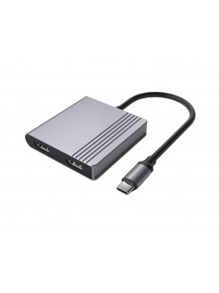ადაპტერი: Gembird A-CM-COMBO3-04 USB Type-C 3-in-1 multi-port Adapter (USB port+HDMI+PD) Space Grey