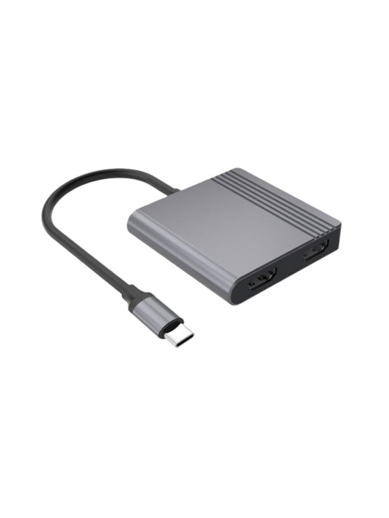 ადაპტერი: Gembird A-CM-COMBO3-04 USB Type-C 3-in-1 multi-port Adapter (USB port+HDMI+PD) Space Grey