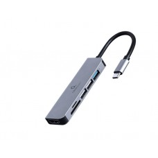ადაპტერი: Gembird A-CM-COMBO6-02 USB Type-C 6-in-1 multi-port Adapter (Hub+HDMI+card reader)