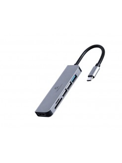 ადაპტერი: Gembird A-CM-COMBO6-02 USB Type-C 6-in-1 multi-port Adapter (Hub+HDMI+card reader)