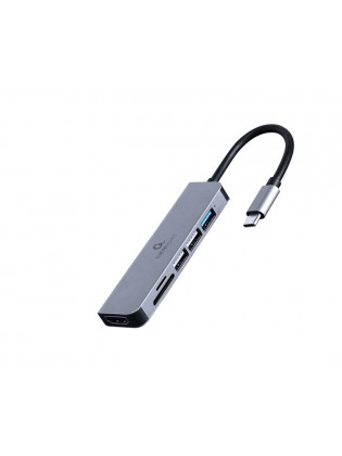 ადაპტერი: Gembird A-CM-COMBO6-02 USB Type-C 6-in-1 multi-port Adapter (Hub+HDMI+card reader)