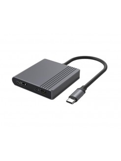 ადაპტერი: Gembird A-CM-HDMIFDPF-01 4K/60Hz USB-C to HDMI+DP Adapter