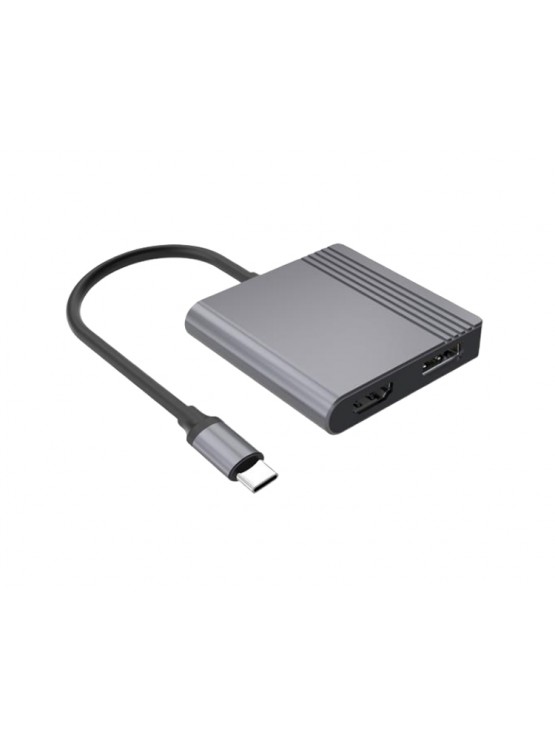 ადაპტერი: Gembird A-CM-HDMIFDPF-01 4K/60Hz USB-C to HDMI+DP Adapter
