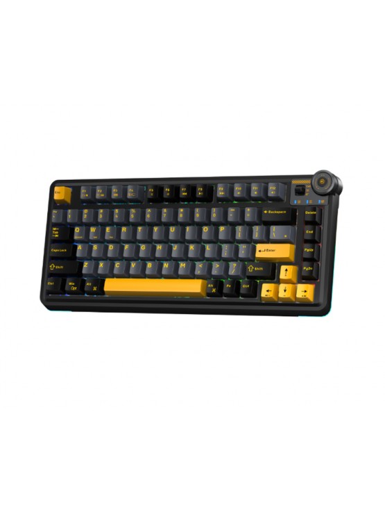 კლავიატურა: AULA AU75 Gasket Wireless Mechanical Keyboard Black/GrayYellow (Star Vector Switch)