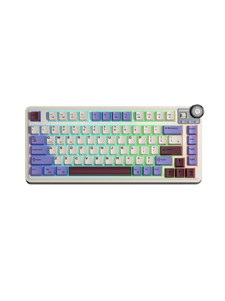 კლავიატურა: AULA AU75 Gasket Wireless Mechanical Keyboard Beige/Purple/Red (Reaper Switch)