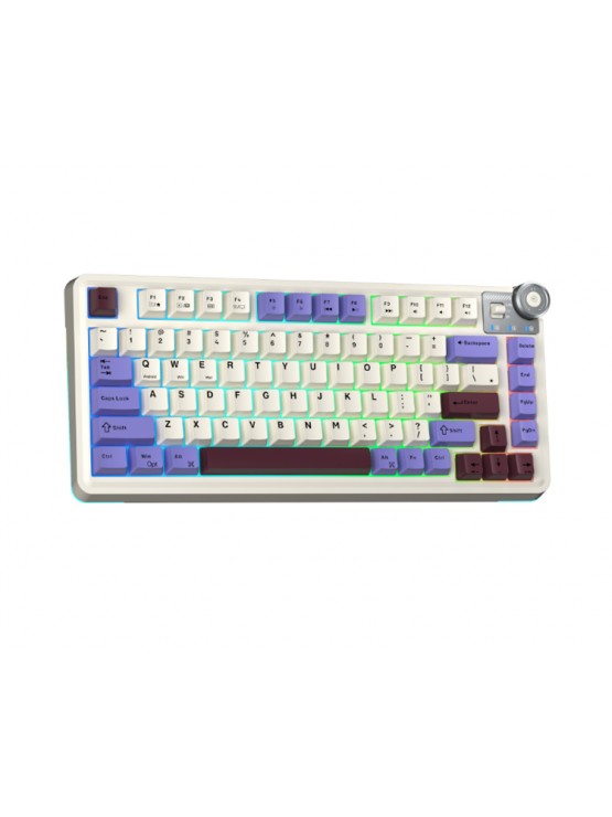 კლავიატურა: AULA AU75 Gasket Wireless Mechanical Keyboard Beige/Purple/Red (Reaper Switch)