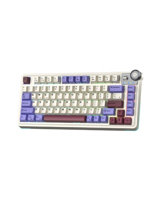 კლავიატურა: AULA AU75 Gasket Wireless Mechanical Keyboard Beige/Purple/Red (Reaper Switch)