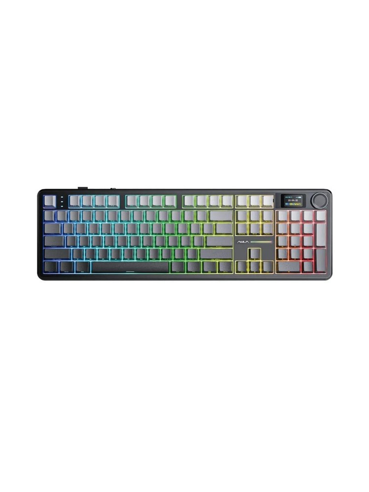 კლავიატურა: AULA F108PRO RGB Wireless Mechanical Keyboard side-engraved keycaps Gradient Gray (ZEPHYR Switch V3)