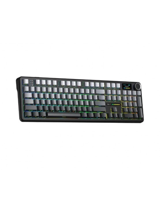 კლავიატურა: AULA F108PRO RGB Wireless Mechanical Keyboard side-engraved keycaps Gradient Gray (ZEPHYR Switch V3)