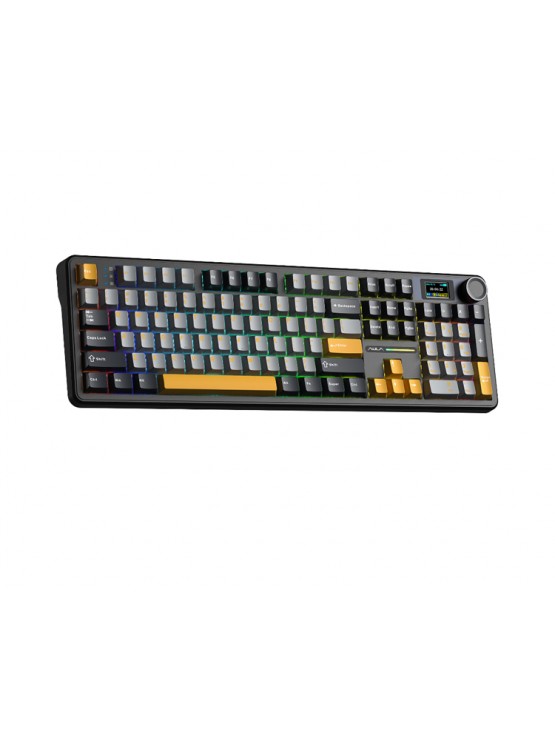 კლავიატურა: AULA F108PRO RGB Wireless Mechanical Keyboard Gray/Yellow (Reaper switch)