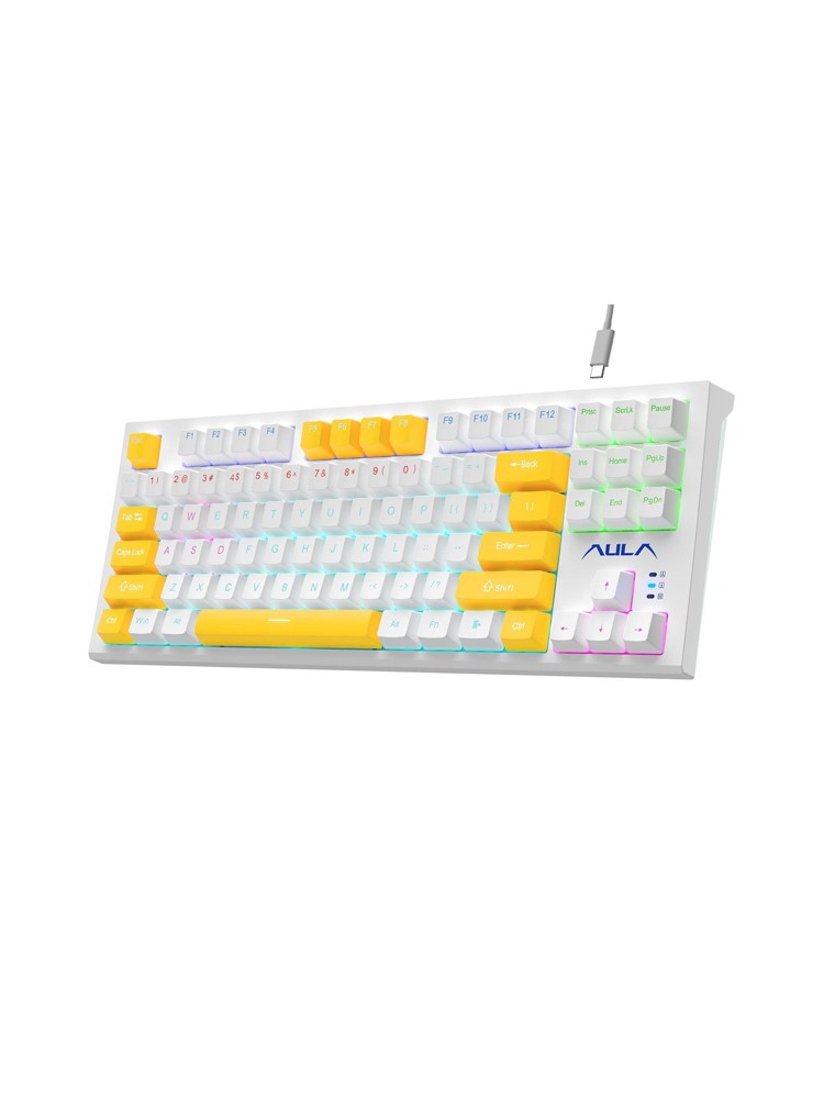 კლავიატურა: AULA F3032 LED Wired Gaming Mechanical Keyboard White (Red Switch)