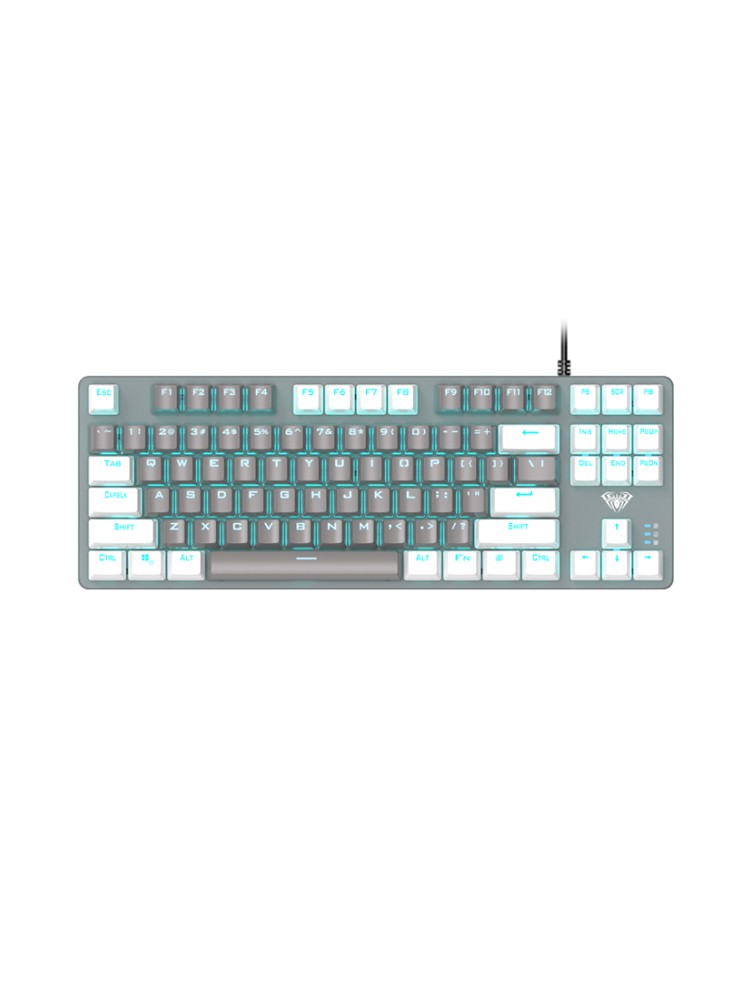 კლავიატურა: AULA F3287 RGB Wired Gaming Mechanical Keyboard Grey/White keycaps (Blue Switch)