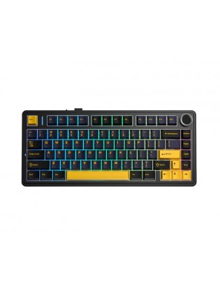 კლავიატურა: AULA F75 Gasket Wireless Mechanical Keyboard Black/Gray/Yellow (Reaper Switch)