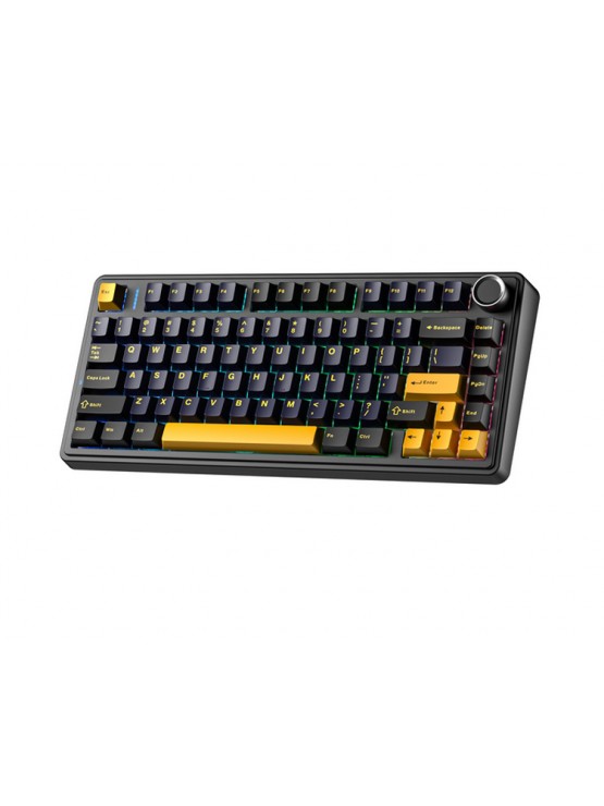 კლავიატურა: AULA F75 Gasket Wireless Mechanical Keyboard Black/Gray/Yellow (Reaper Switch)