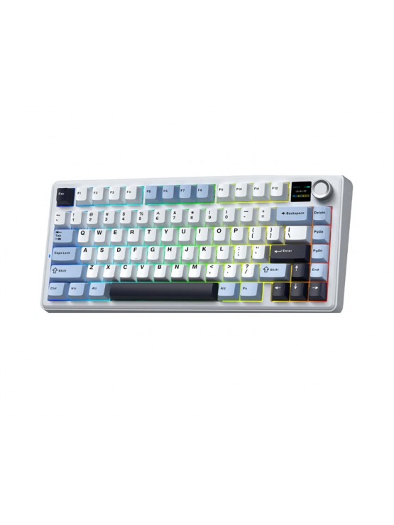 კლავიატურა: AULA F75MAX Gasket Wireless Mechanical Keyboard Glacier Blue/White/Purple (Reaper Switch)