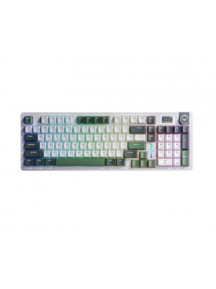 კლავიატურა: AULA S98PRO RGB Wireless Mechanical Keyboard Dark green/Milky White/Green (Gray wood switch)