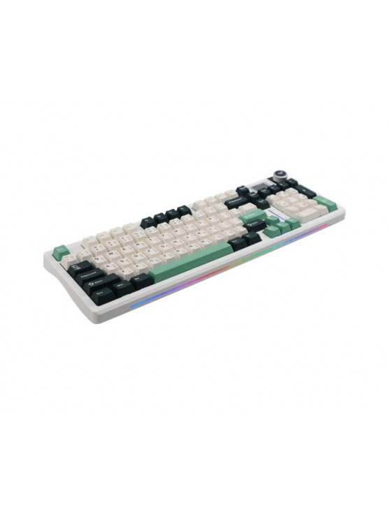 კლავიატურა: AULA S98PRO RGB Wireless Mechanical Keyboard Dark green/Milky White/Green (Gray wood switch)