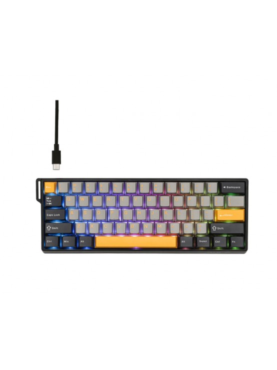 კლავიატურა: AULA WIN60 HE MAX RGB Wired Gaming Keyboard Dark Grey/Light gray/Yellow (Wing Chun Magnetic Switch)