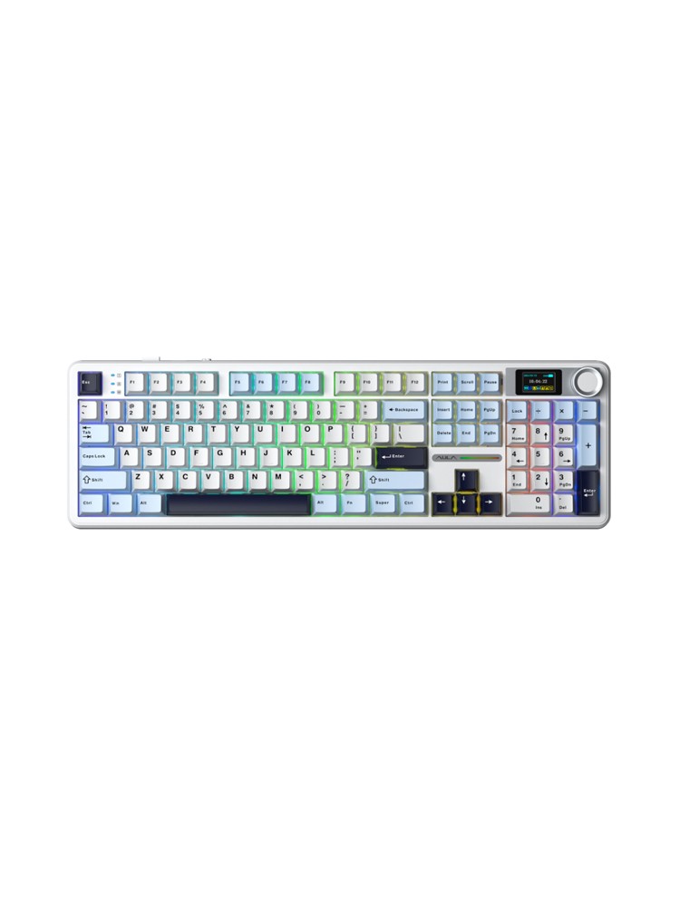 კლავიატურა: AULA F108PRO RGB Wireless Mechanical Keyboard Light Blue/White/Black Purple (Reaper switch)