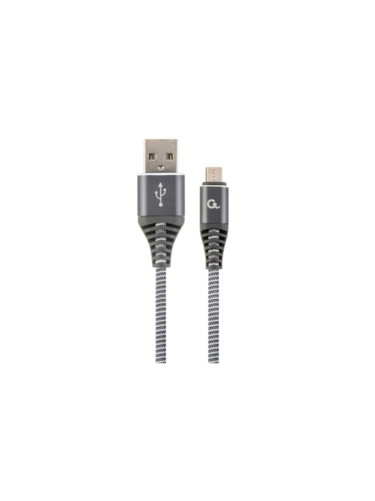 კაბელი: Gembird CC-USB2B-AMmBM-1M-WB2 Micro-USB charging and data cable 1m Space Grey/white