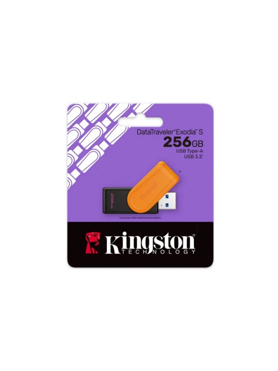 ფლეშ მეხსიერება: Kingston DataTraveler Exodia S 256GB USB 3.2 Black/Orange - DTXS/256GB