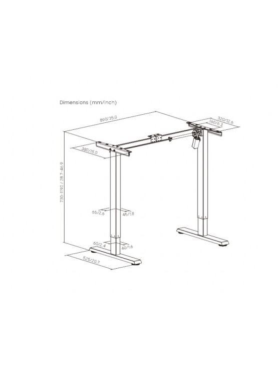 ელექტრო მაგიდის ფეხი: Vertex VX-SMSTD-01B Single-Motor Sit-Stand Desk (Frame Only)