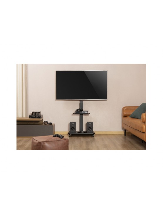 ტელევიზორის სადგამი: Gembird TVS-75S-02 TV Floor Stand With Caster Wheels 37"-75" Black