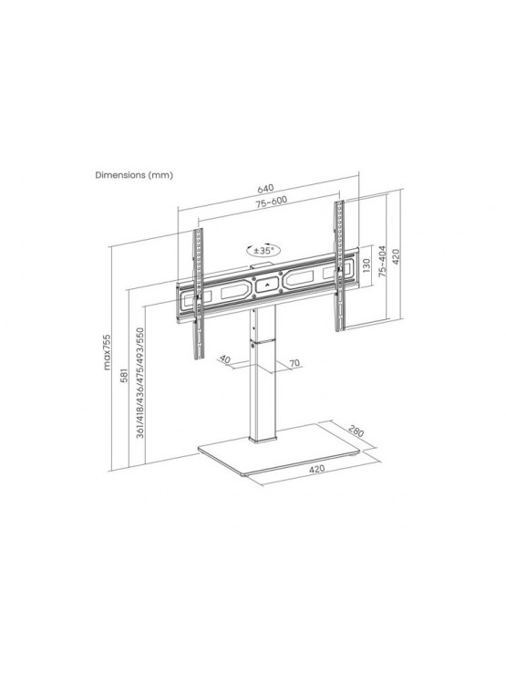 ტელევიზორის სადგამი: Gembird TVS-D75S-01 Tabletop TV Stand 37"-75" Black