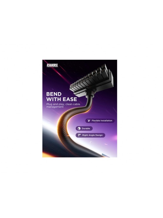 PSU კაბელის დამაგრძელებელი: Asiahorse HYDRUS 24PIN BLACK - 30CM