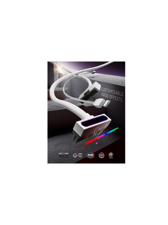 PSU კაბელის დამაგრძელებელი: Asiahorse HYDRUS 24PIN WHITE - 30CM