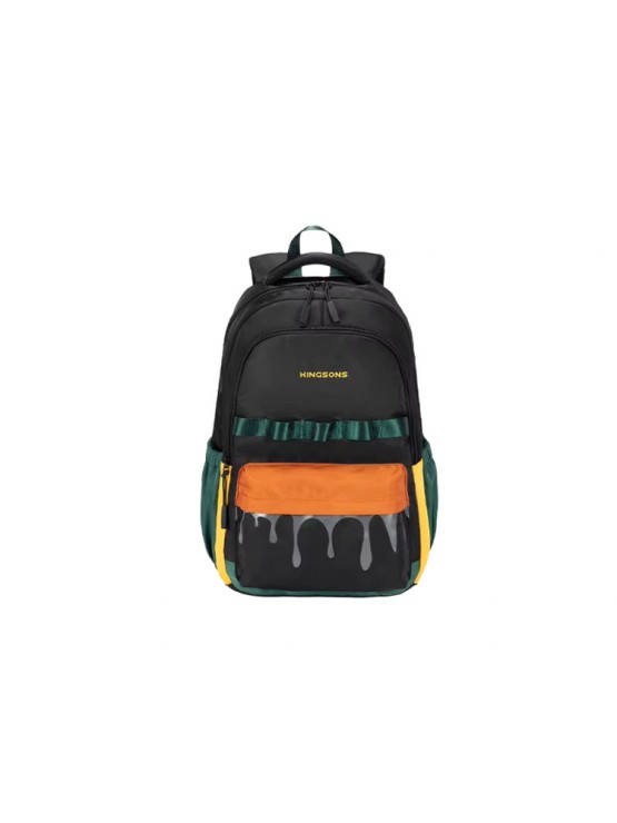 ზურგჩანთა: kingsons 15.6" Primary School Backpack Black/Green - KS251308