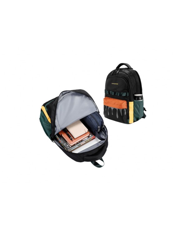 ზურგჩანთა: kingsons 15.6" Primary School Backpack Black/Green - KS251308