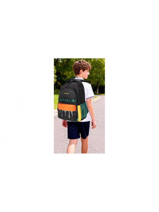 ზურგჩანთა: kingsons 15.6" Primary School Backpack Black/Green - KS251308